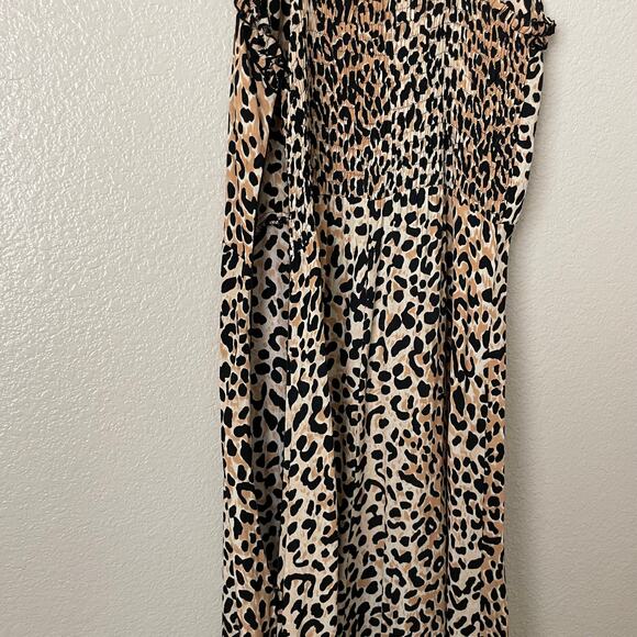 Faithfull the Brand Dress Womens Size 4 Tan Black Noemie Midi Leopard Print Slip - Picture 12 of 15